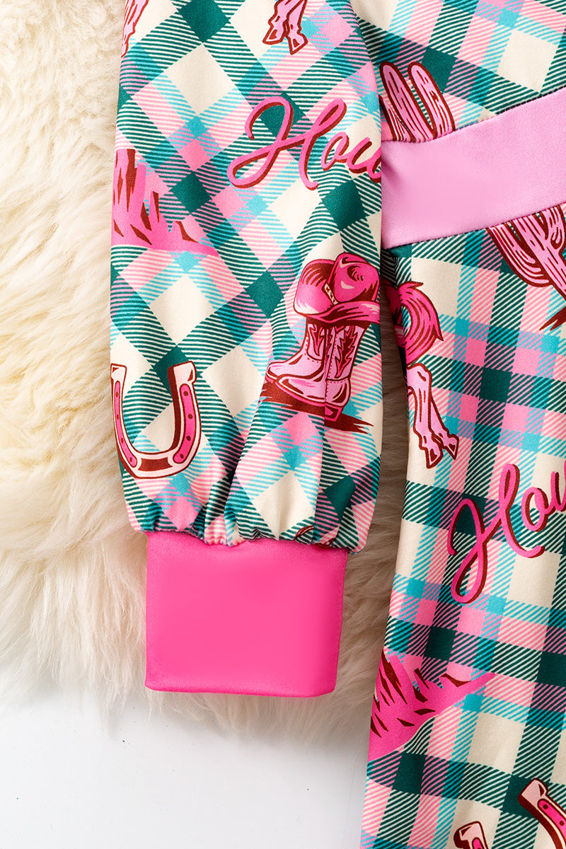 Howdy plaid printed dress.(Western)  DRG53438