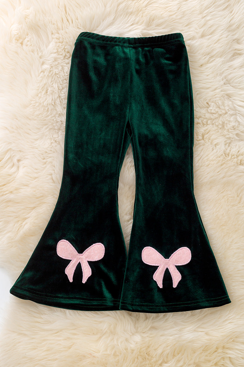 Green faux velvety pants. PNG50676