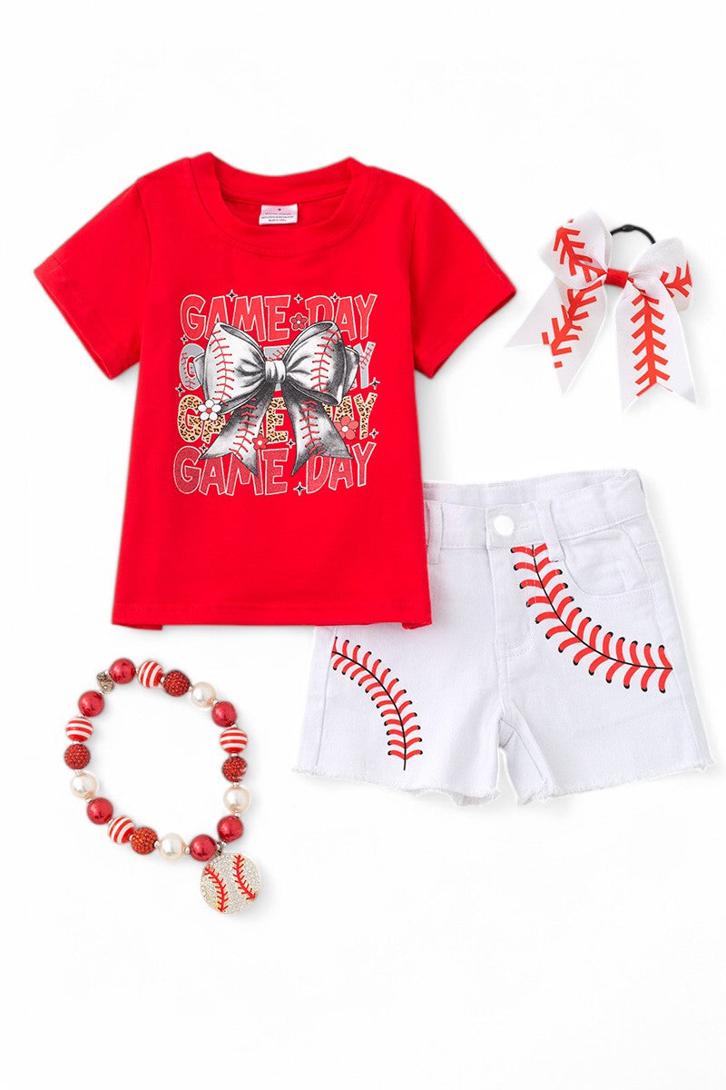 "Game day" Girls baseball 2 piece set.