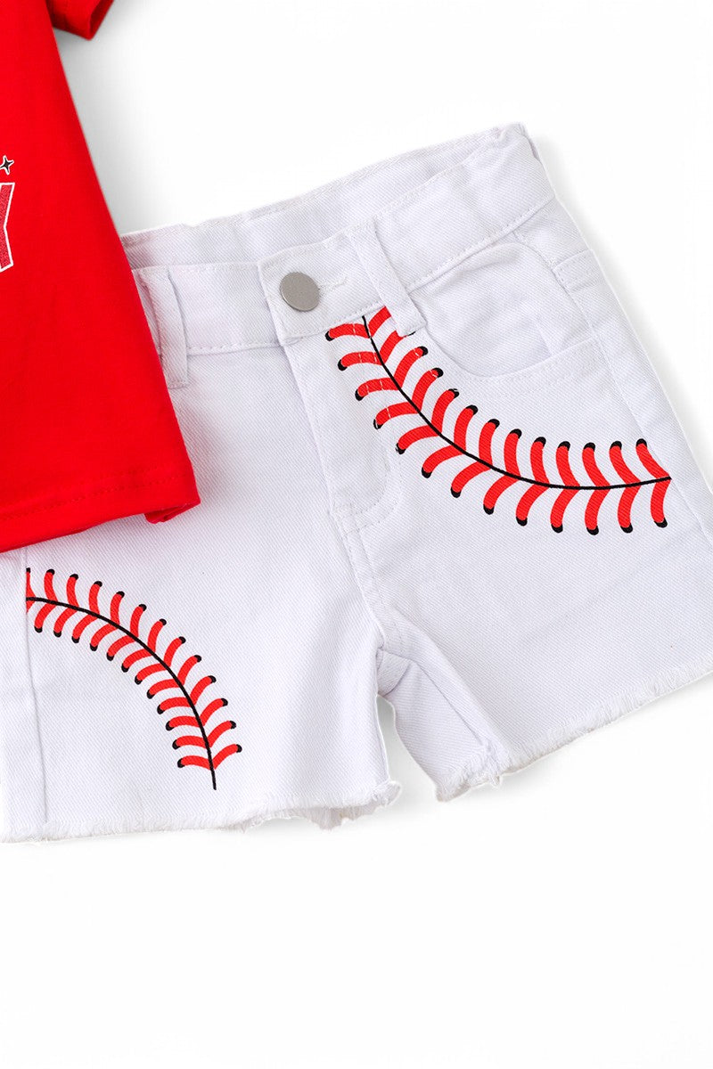 "Game day" Girls baseball 2 piece set.