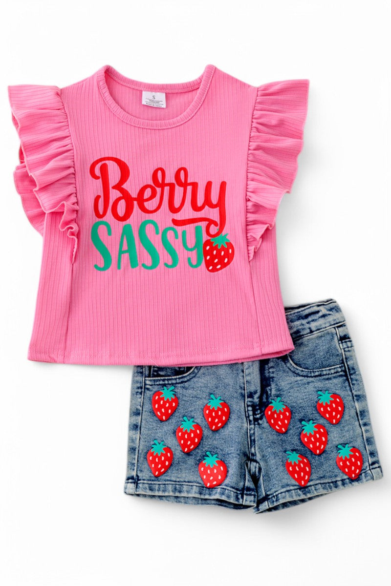 Berry Sassy girls ruffle sleeve top.