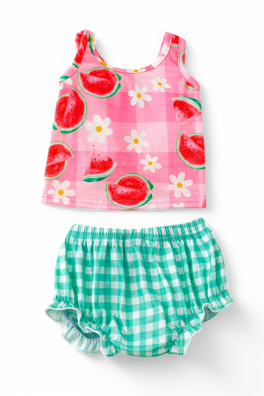 Watermelon bloomer baby set.