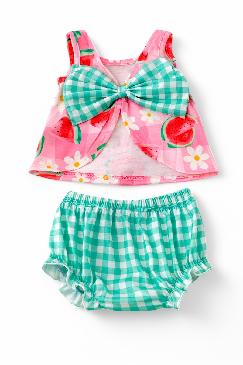 Watermelon bloomer baby set.