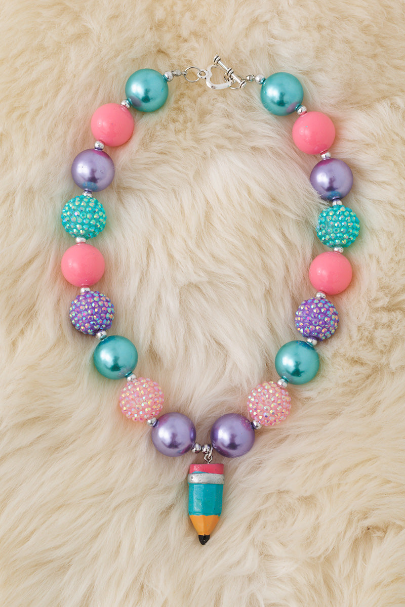 Back to school bubble necklace with pendant.