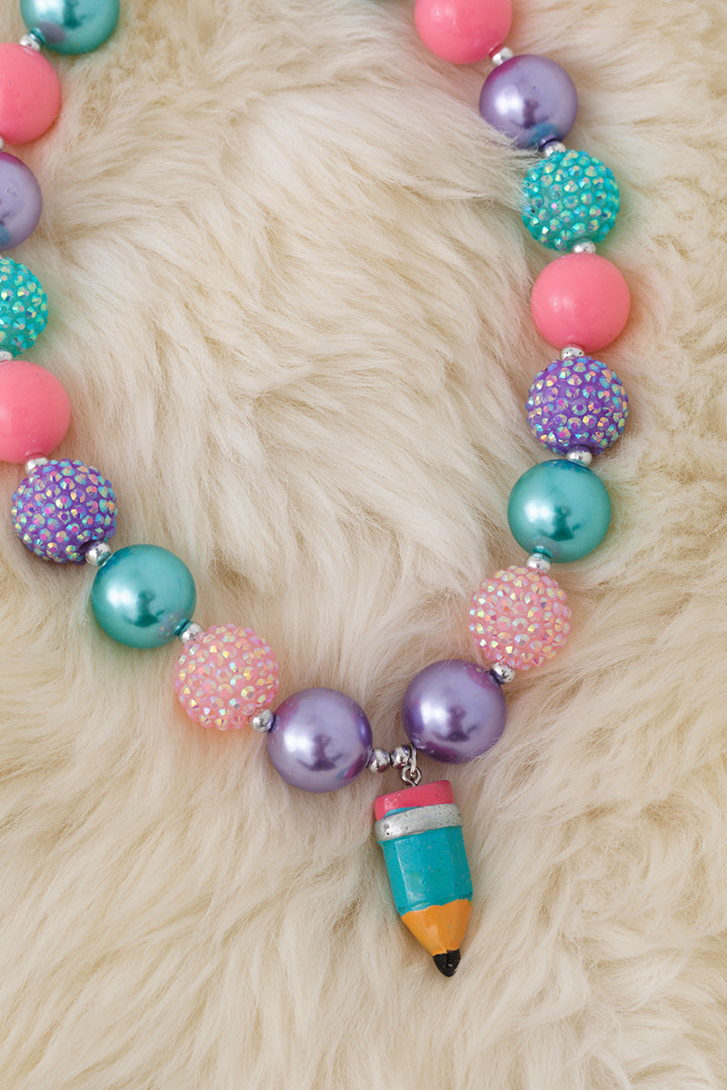 Back to school bubble necklace with pendant.