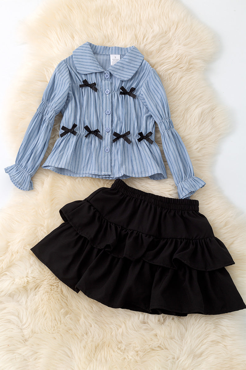 Coquette bow long sleeve top and skort.
