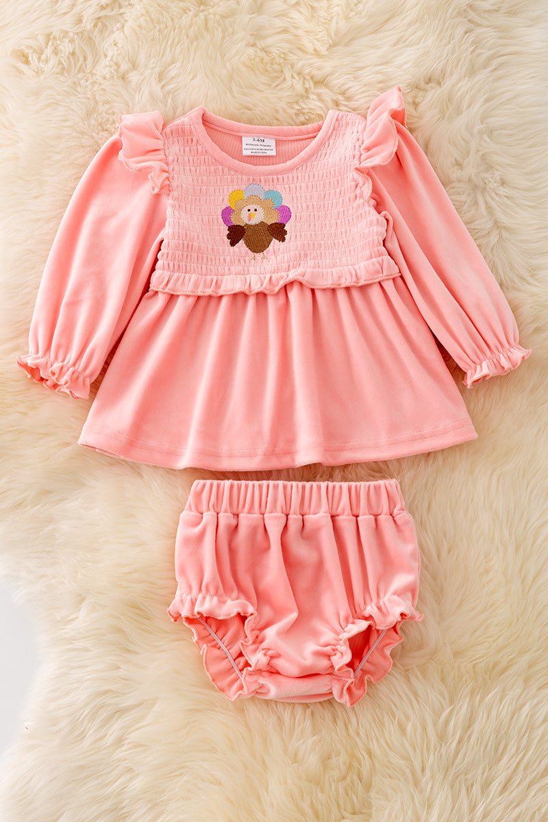 Embroidered Turkey velvety soft baby set. RPG40549