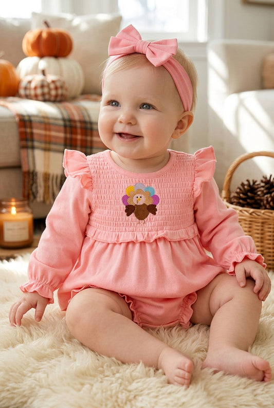 Embroidered Turkey velvety soft baby set. RPG40549