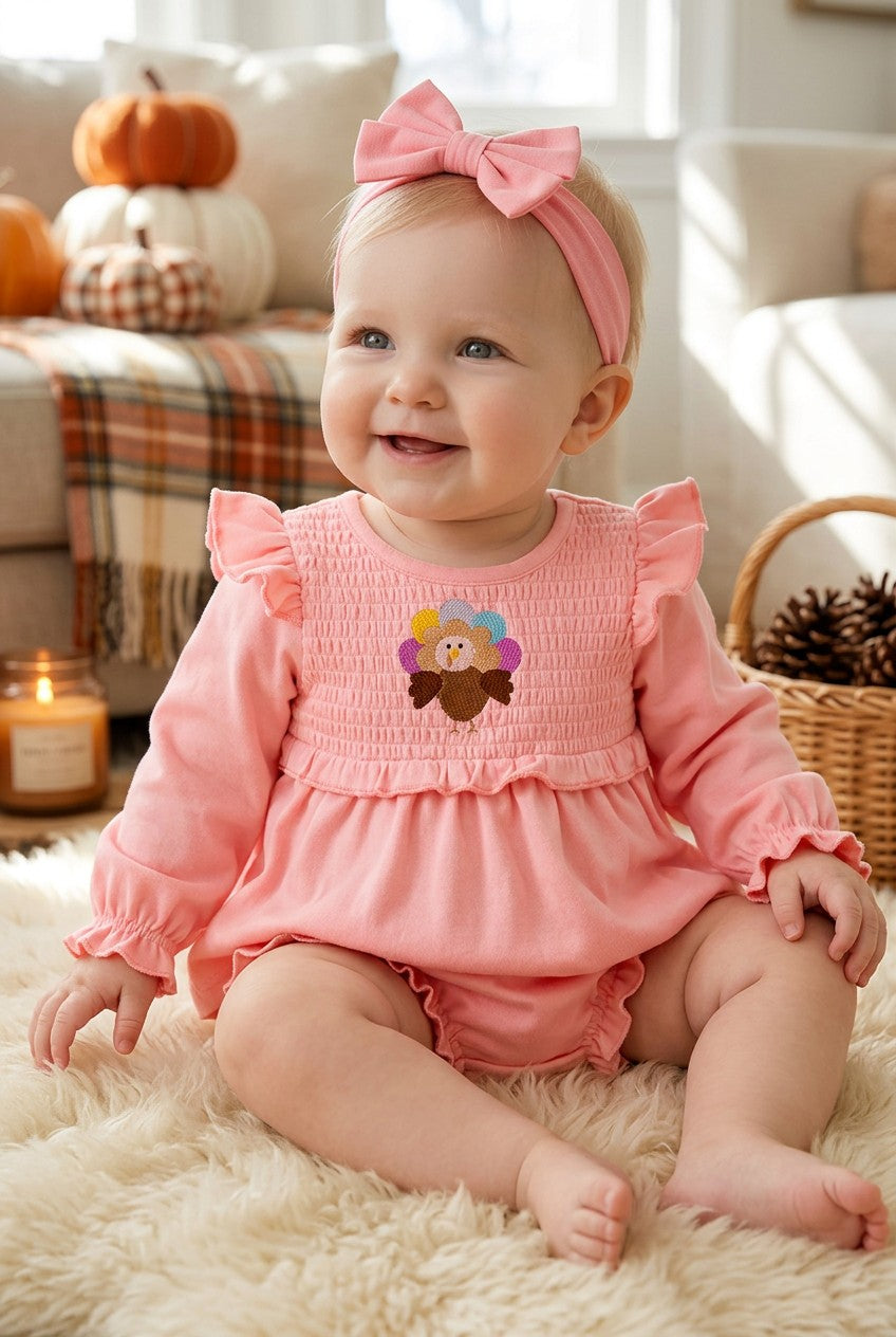 Embroidered Turkey velvety soft baby set. RPG40549