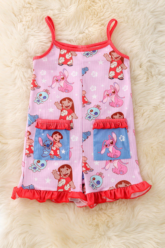 L*lo & st*tch cartoon printed girls romper.