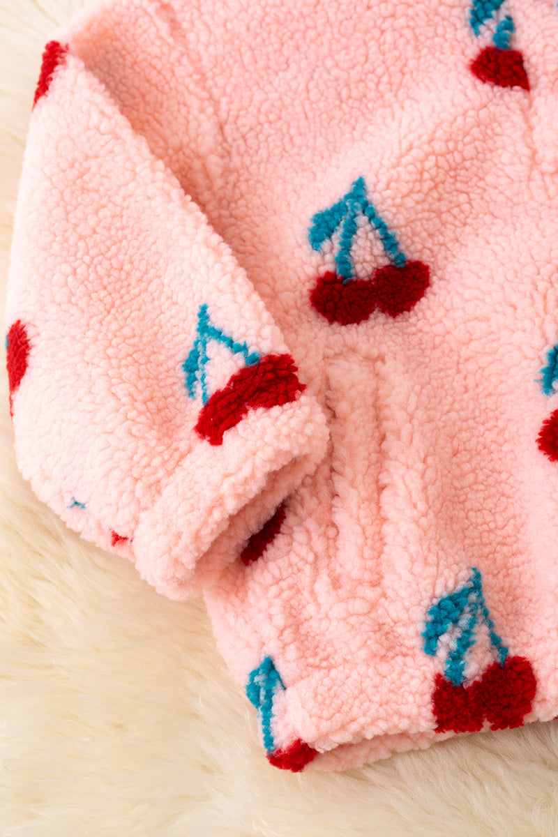 Women cherry printed printed pullover sweater.