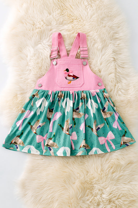 Coquette Duck printed girls overall dress. DRG51215