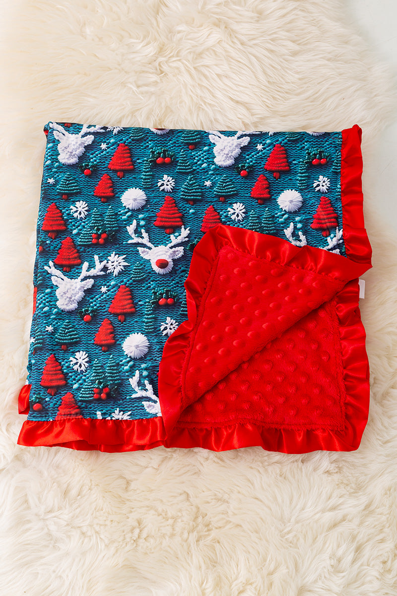 3d knit pattern christmas baby blanket.