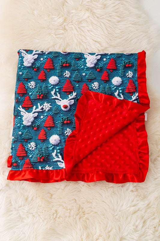 3d knit pattern christmas baby blanket.
