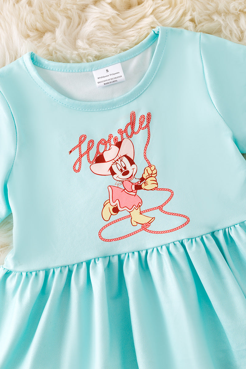 Aqua character printed girls tunic with wide pants. OFG50909