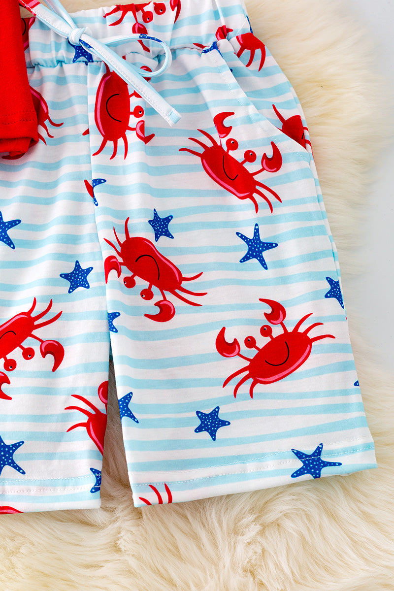 Boys crab printed boys set. OFB40097