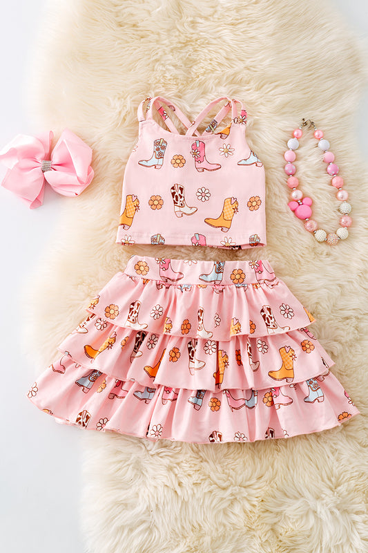 3 layer western skirt/underneath shorts & crop tank top. OFG50887