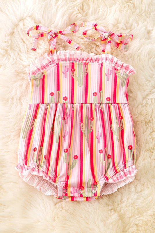 Multi-Color stripe and cactus printed baby romper. RPG50740