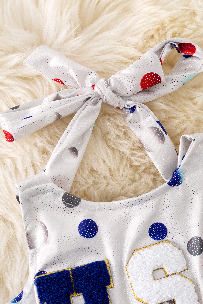 USA applique ruffle patriotic halter top. TPG50198