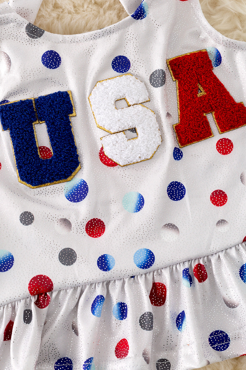 USA applique ruffle patriotic halter top. TPG50198