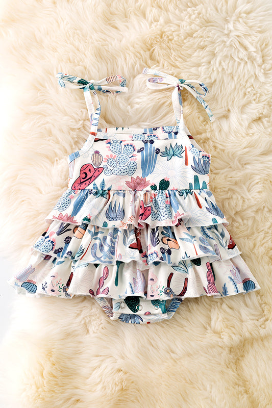 Western printed 3 layer baby onesie with snaps. RPG51309