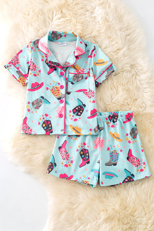 MOM - Lt. blue cowgirl/ western printed Women pajamas. PJW50032