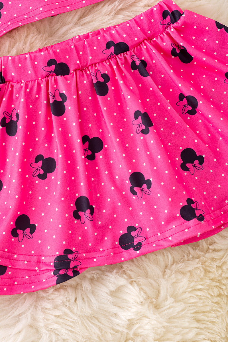 Fuchsia cartoon character printed girls 2 piece set. OFG50914
