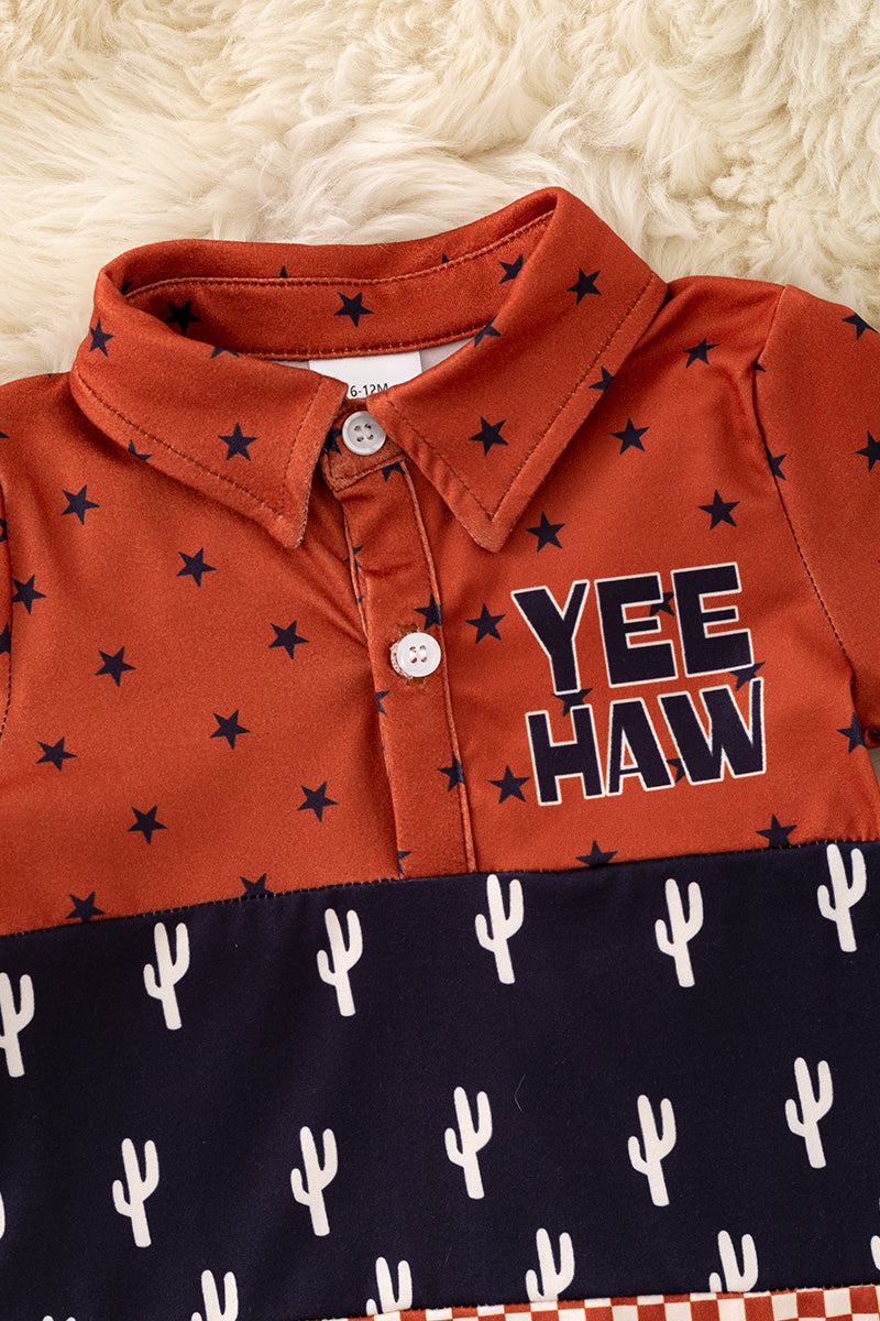 Yee haw-Western printed boys baby romper. RPB60342 -M-
