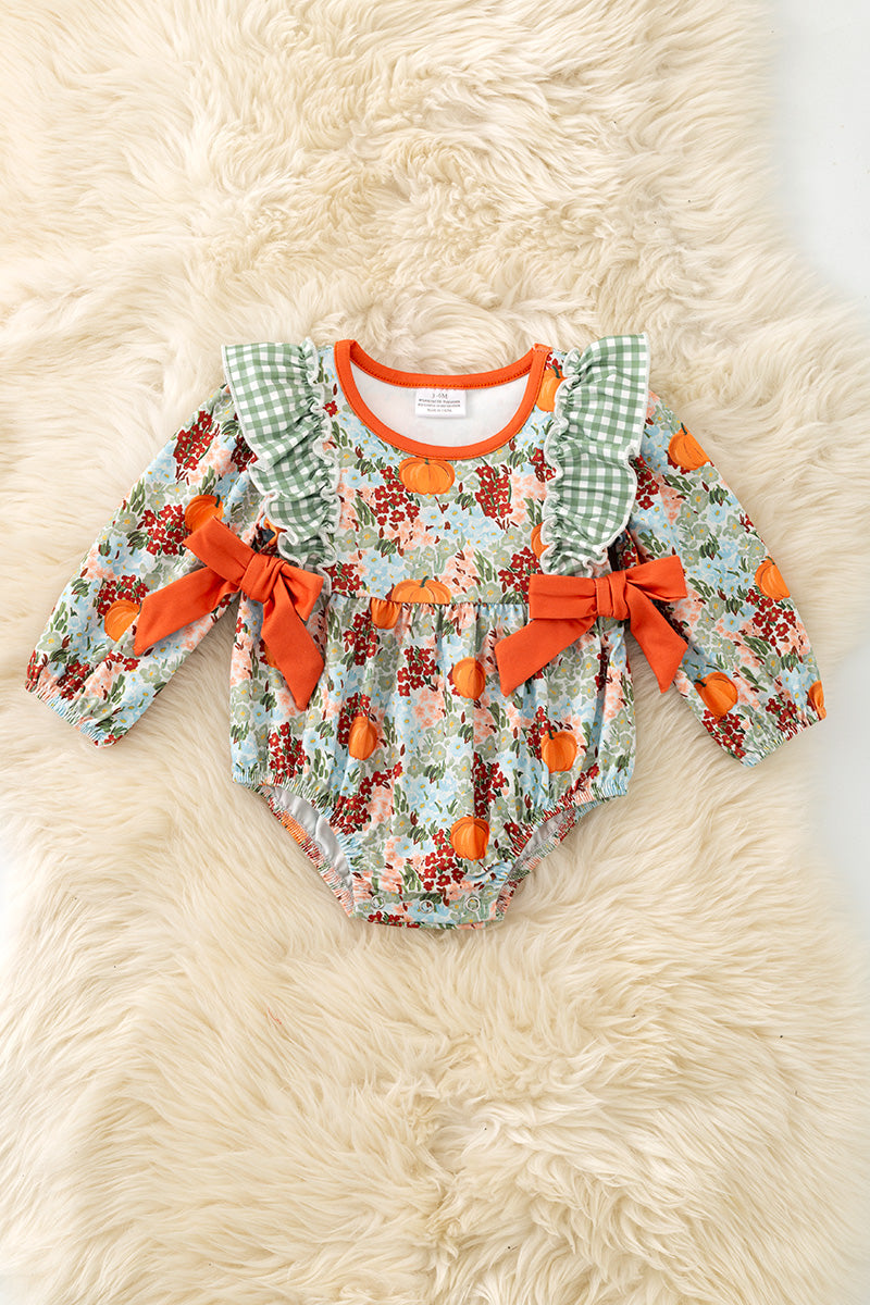 Cute autumn flora printed bubble romper. RPG62712 -A-