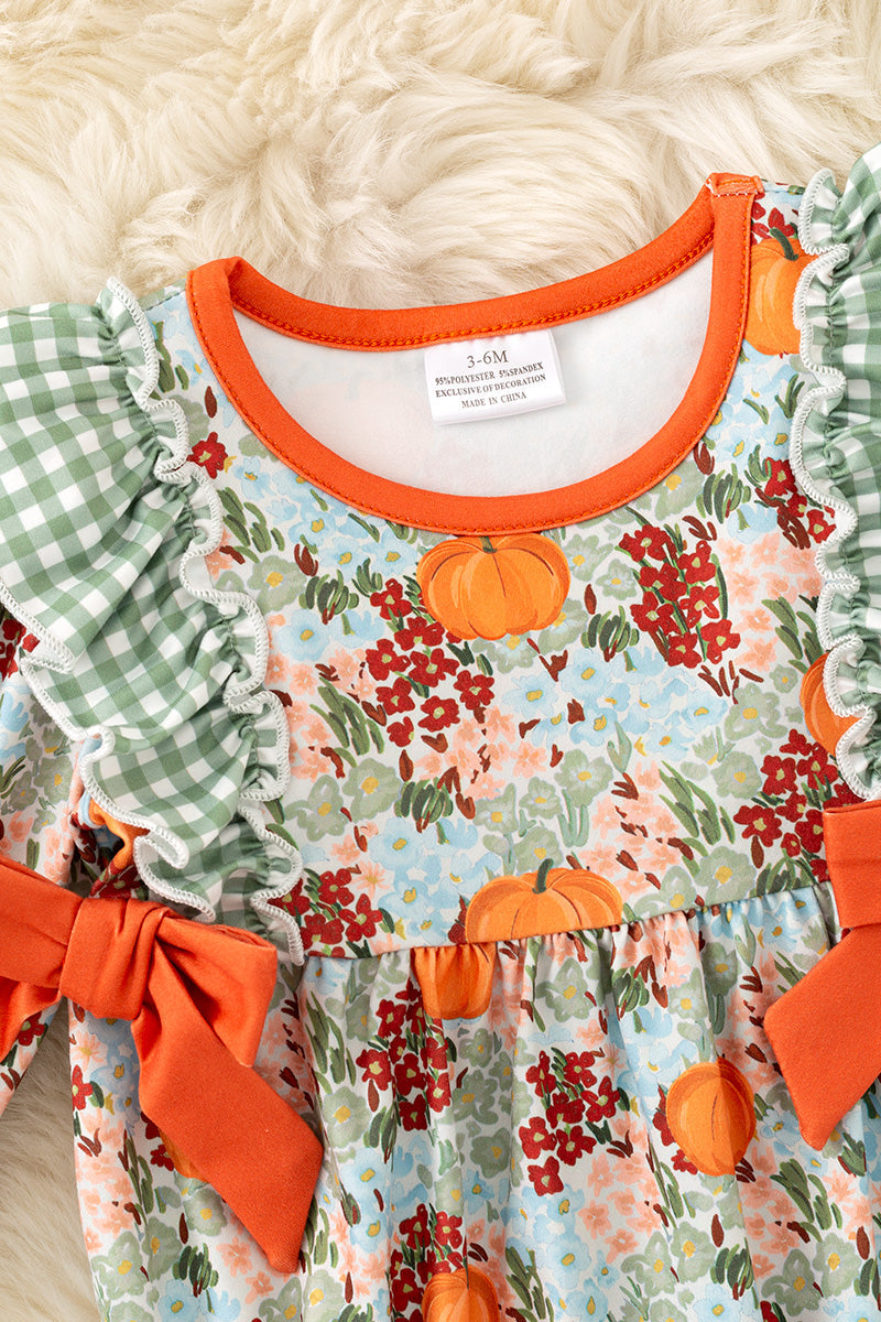 Cute autumn flora printed bubble romper. RPG62712 -A-