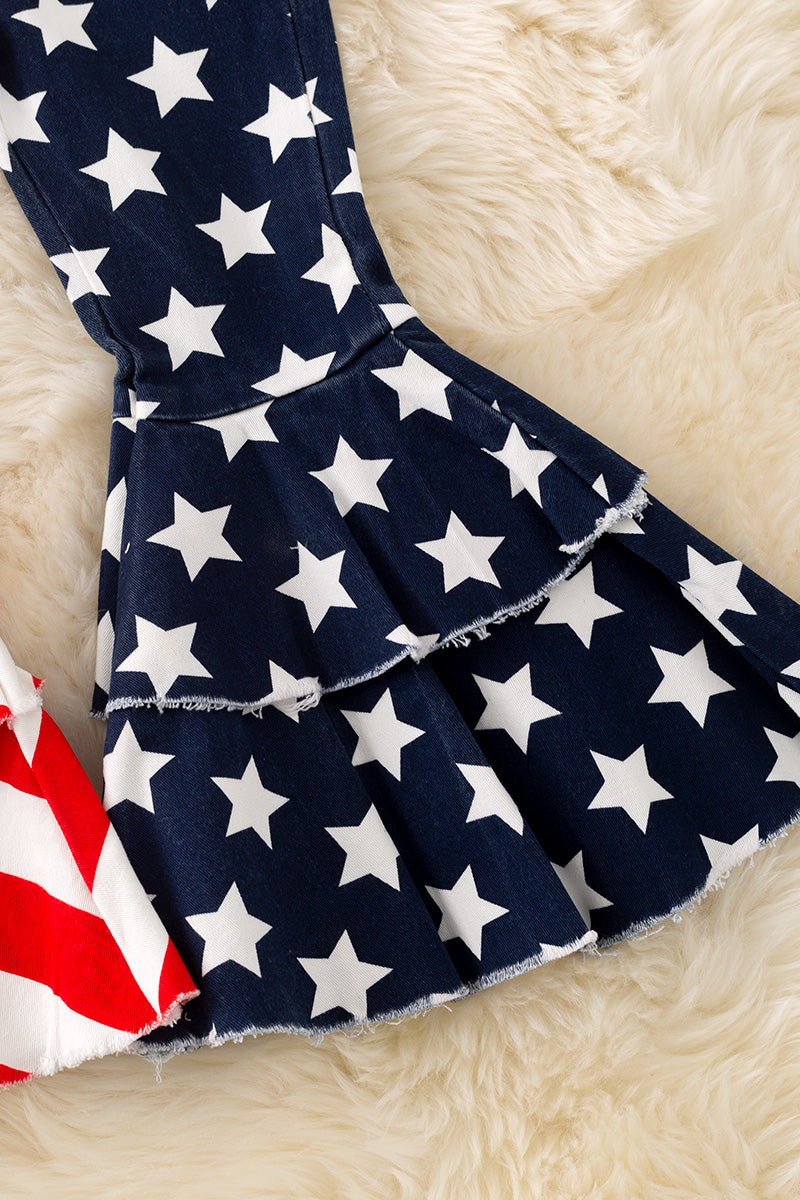 Girls usa flag denim double layer jeans. PNG301322009