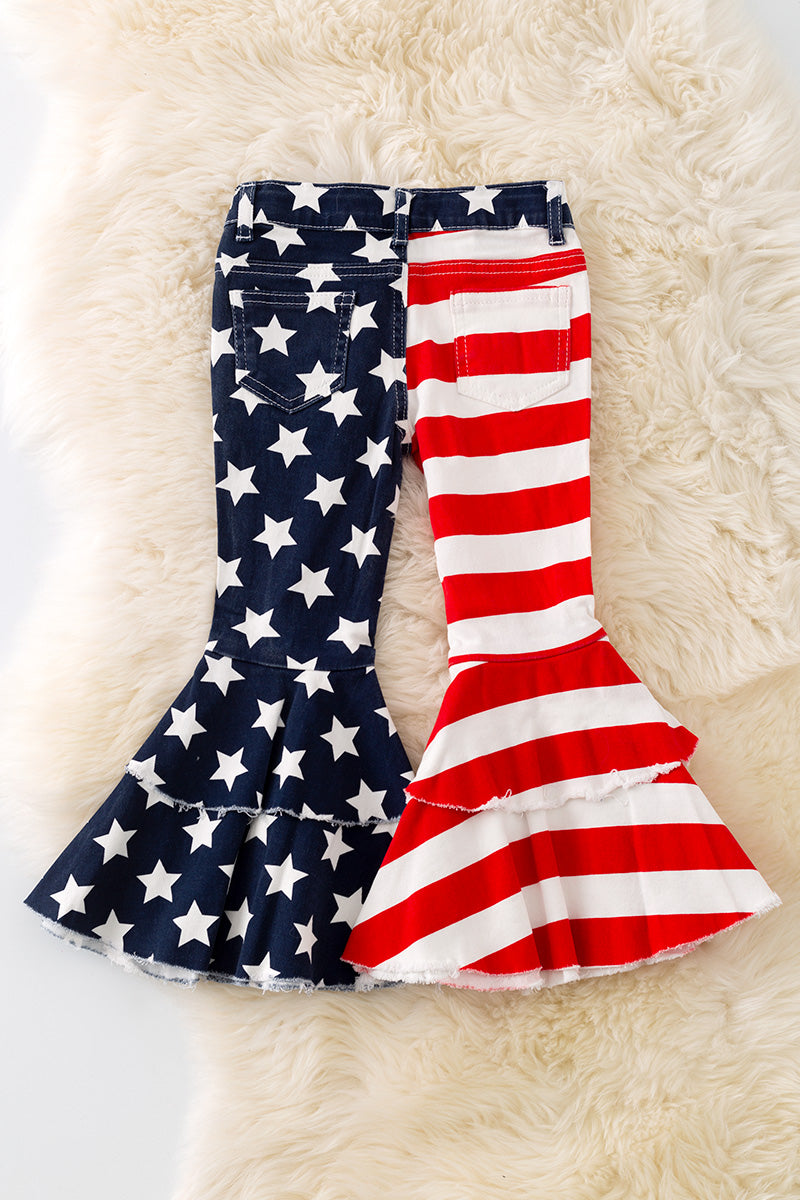 Girls usa flag denim double layer jeans. PNG301322009