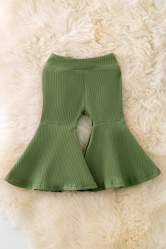 Moss green ribbed fabric bell bottoms. PNG50249