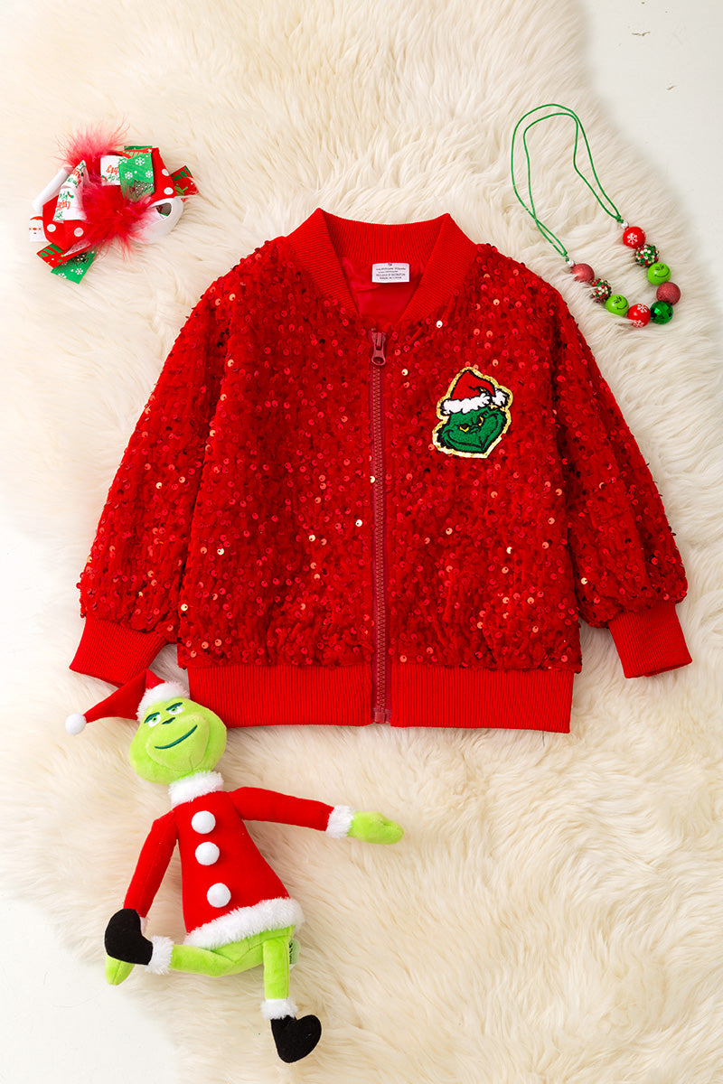 Red Christmas character sequins jacket.