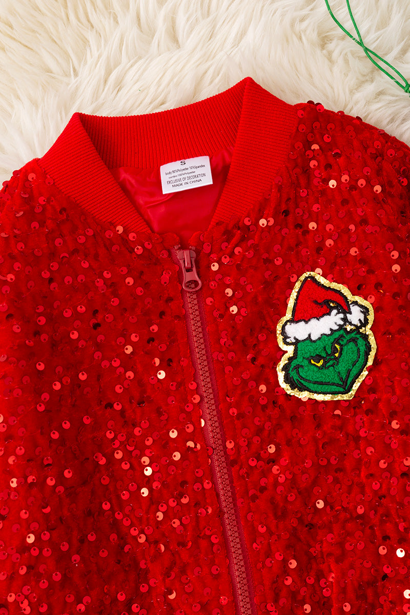 Red Christmas character sequins jacket.