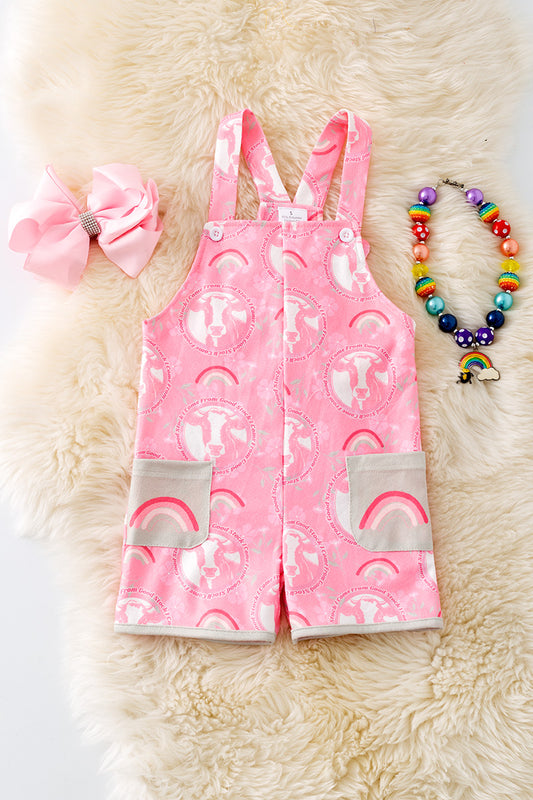 " I come from good stock" cow & rainbow printed girls romper. PNG50150