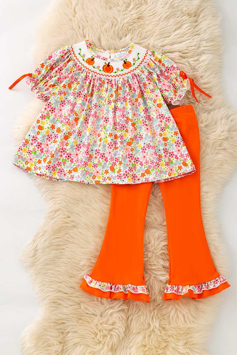 Smock & Embroidered pumpkin floral tunic & orange pants. OFG61733