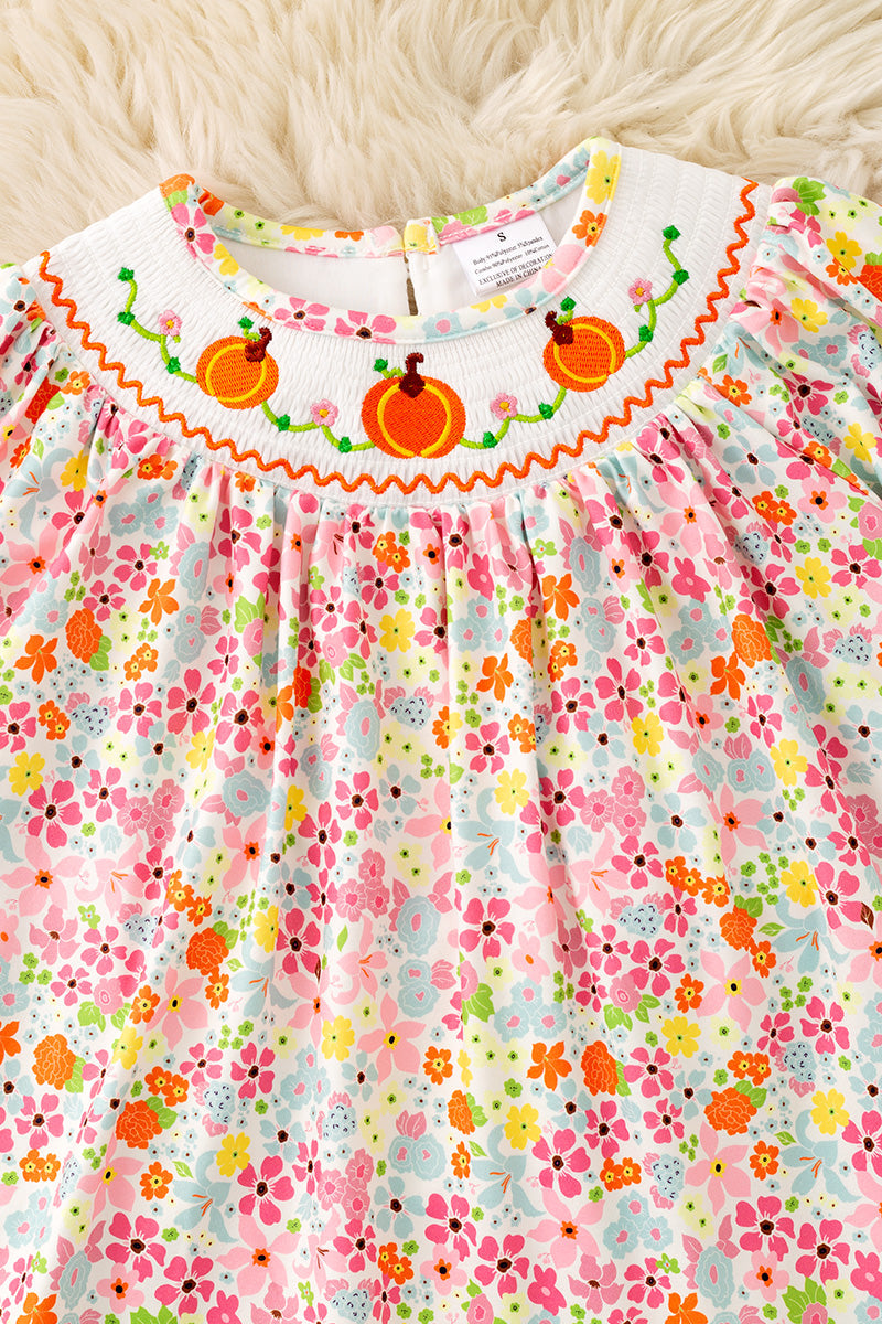 Smock & Embroidered pumpkin floral tunic & orange pants. OFG61733