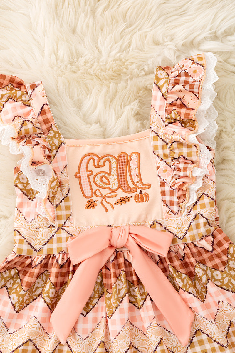 Fall applique gingham printed dress. DRG62622 M-