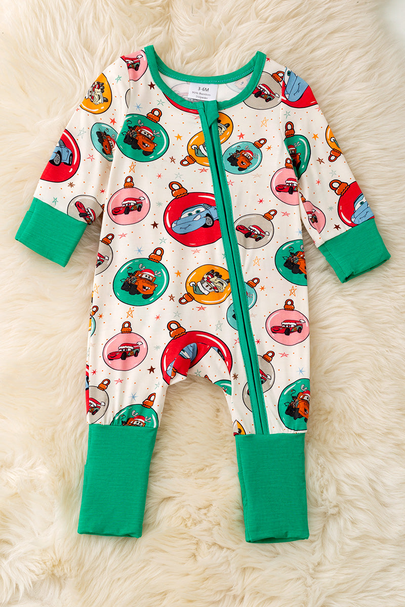 Bamboo car character printed baby bodysuit .