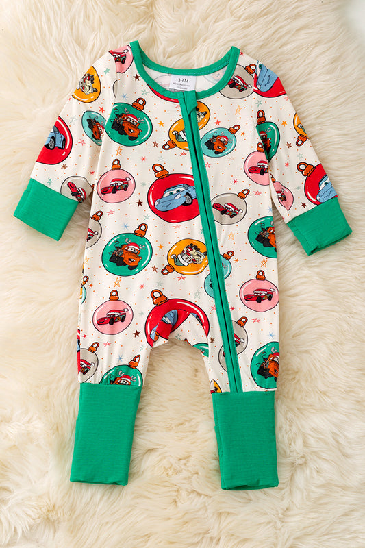 Bamboo car character printed baby bodysuit .