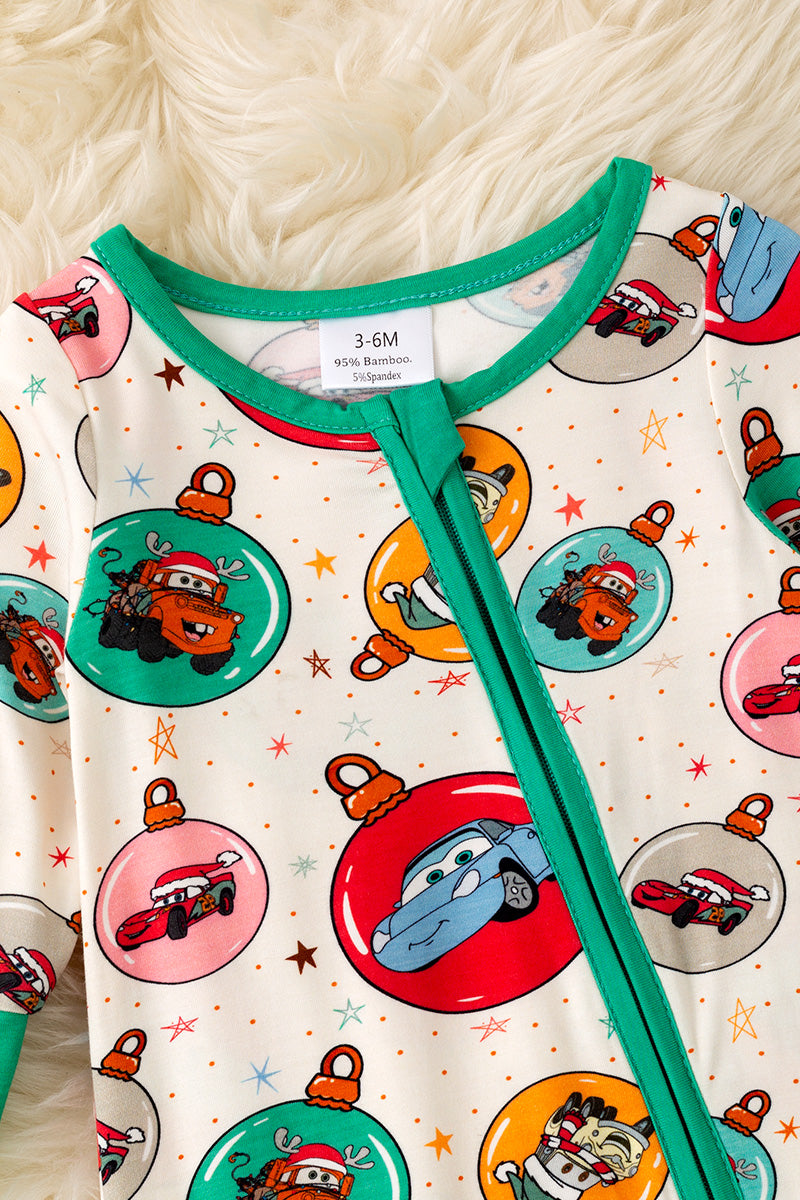 Bamboo car character printed baby bodysuit .