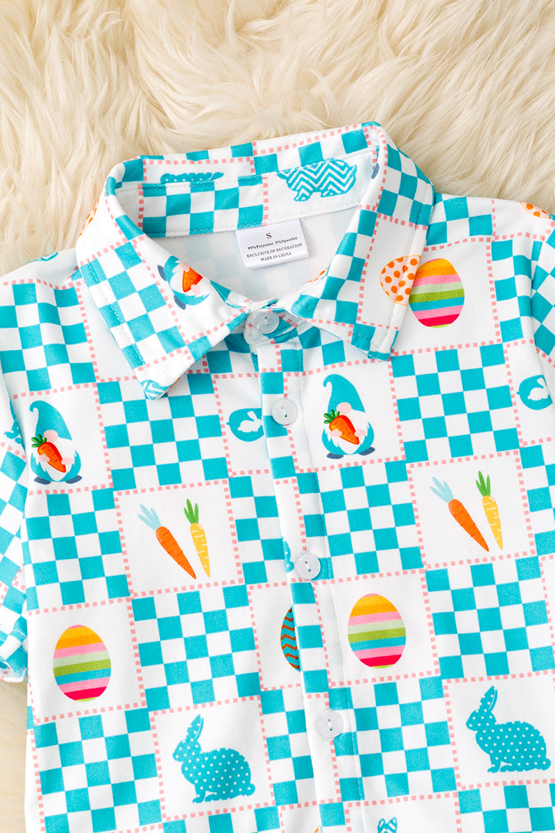 Easter checker printed boys 2 piece set.