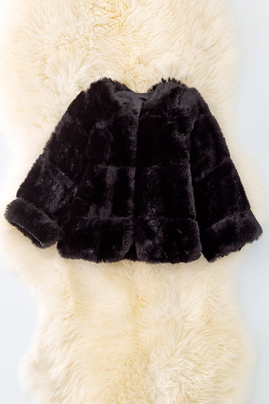 Black faux fur cozy jacket.