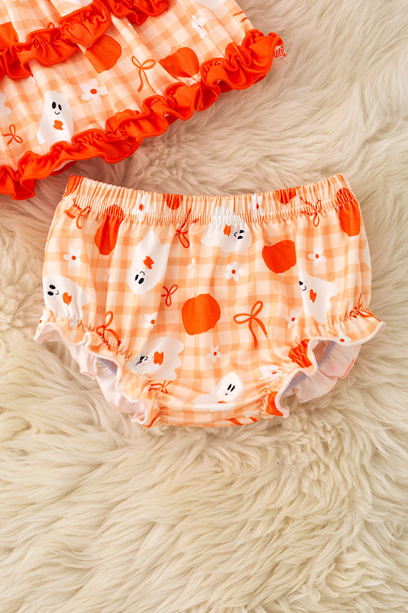 Ghost printed cute ruffle tunic and baby bloomers. RPG62347 -A-