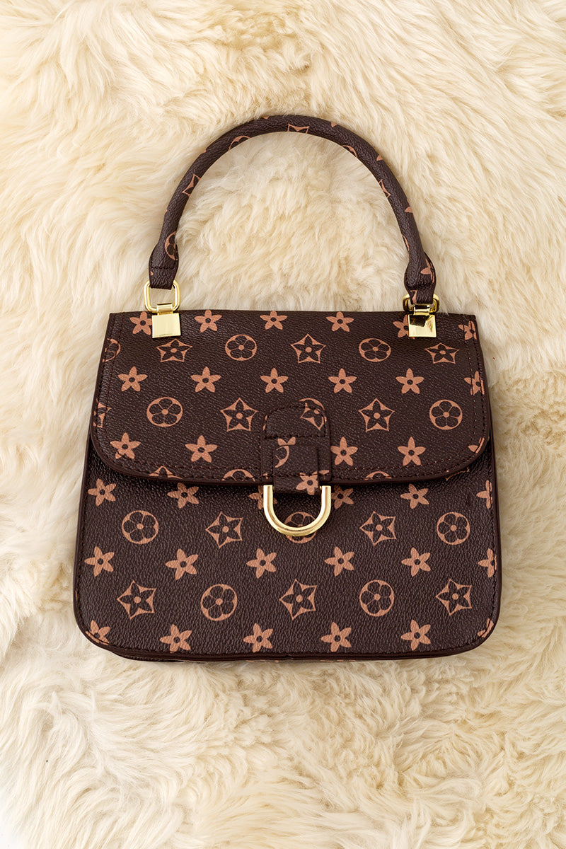 Brown inspired girls purse. 9 inch x 8 inch. BBG60184 S