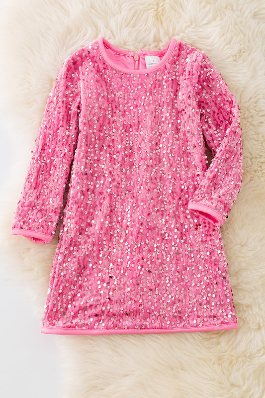 Long sleeve sequins sheath dress for girls.