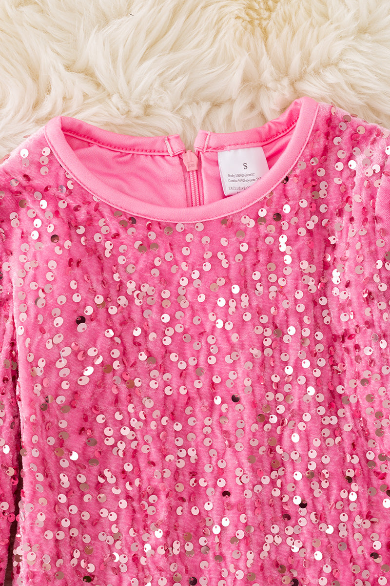 Long sleeve sequins sheath dress for girls.