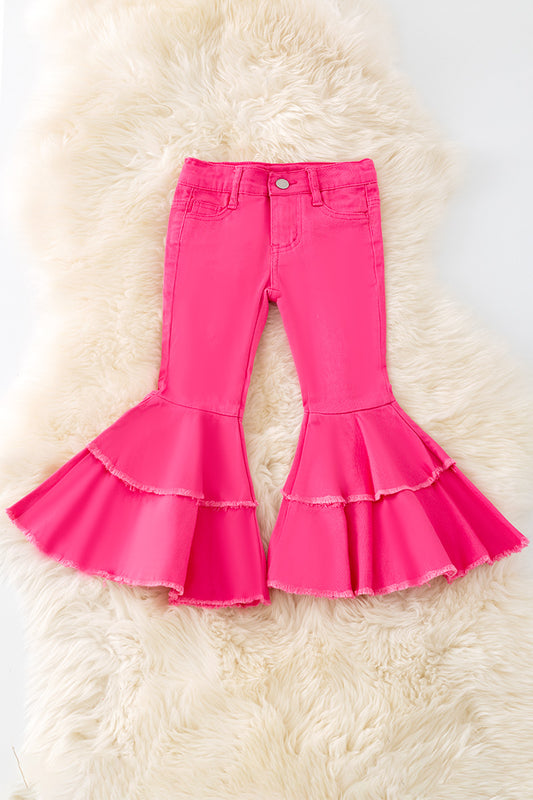 Fuchsia Western double layer bell pants with adjustable string.