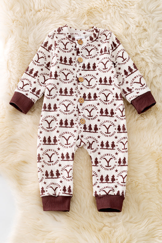 (Western) Button up Yellow Stone unisex romper